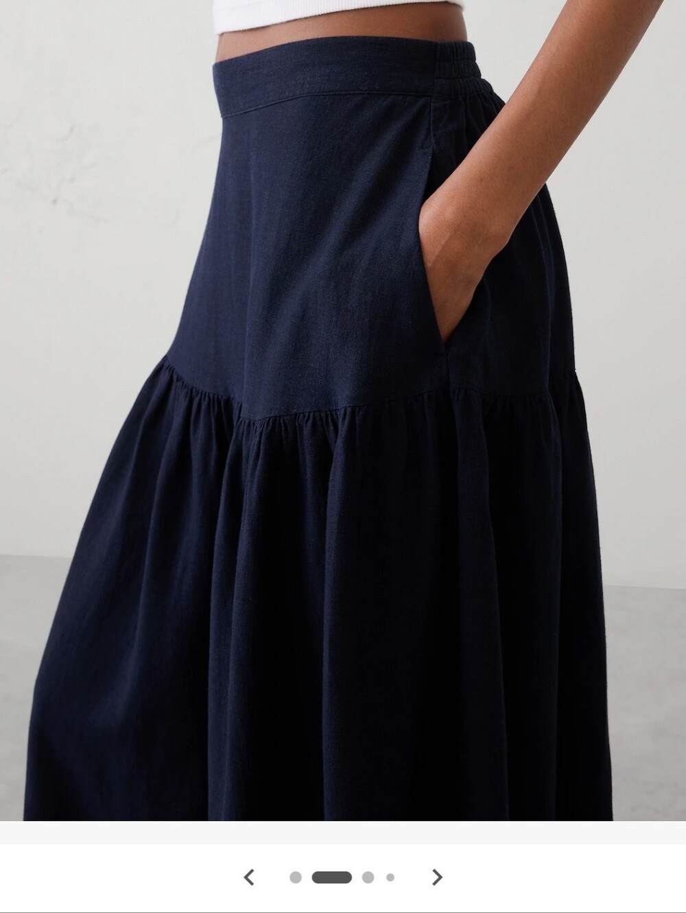 Banana Republic Linen Navy Midi Skirt